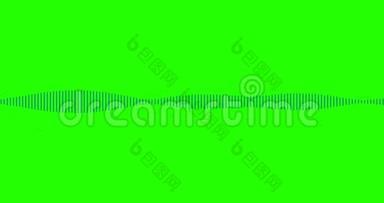 蓝色数字均衡器音频<strong>频谱</strong>声波在色度键绿色屏幕背景，立体声效果信号垂直