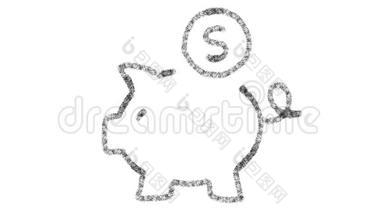 小猪银行图标设计与绘画风格的黑板，<strong>动画</strong>镜头理想的合成和运动<strong>图片</strong>