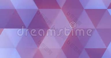 抽象紫色和粉红色几何多色三角形图案与无缝过渡颜色运动，