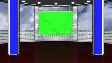 虚拟演播室背景4-绿色蓝屏