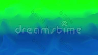 具有抽象<strong>流体</strong>蓝绿色梯度的4k无缝环，内部辉光波状表面。 美丽的色彩<strong>渐变</strong>