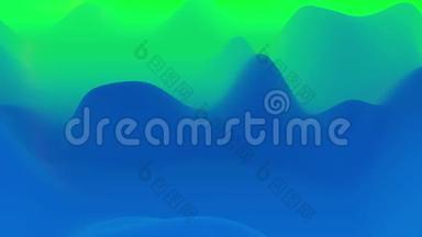 具有抽象流体蓝绿色梯度的4k无缝环，内部辉光波状表面。 美丽的色彩渐变