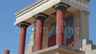 希腊克里特的传奇克诺索斯宫殿红柱画廊