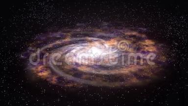 银河系的诞生。 飞向太空，并与星系一起飞行。 无缝环。