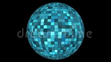 闪烁的高科技壁球旋转地球，蓝色，空间，阿尔法马特，循环，4K