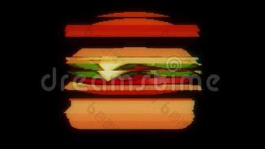 绘制标记像素汉堡故障卡通手工动画无缝环液晶屏幕背景.新质量
