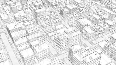 线框白色城市打造抽象建筑.
