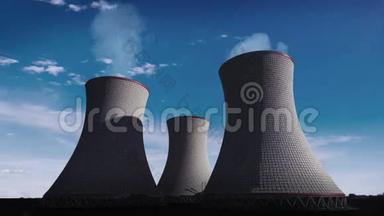熏制核电站冷却塔，火电厂，云天观影像..