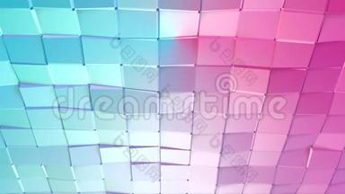 摘要简单的蓝色粉红色低聚三维表面作为高科技背景。 软几何低聚运动背景