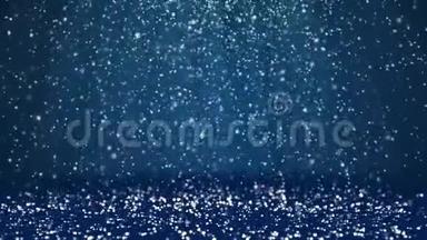 降雪，表面沉降.. 蓝色冬季背景作为广告或标志的地方，圣诞节或新年