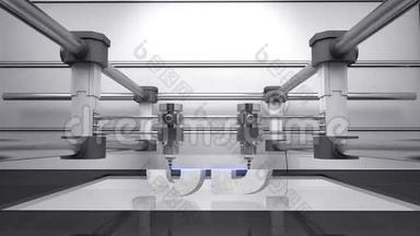3D打印机，3D”3D扫描仪动画。
