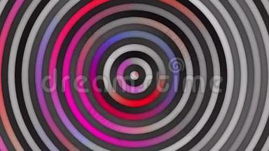 动画多色粉红色紫色红色渐变条纹和圆圈环。