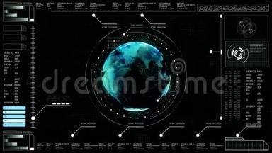 高科技数字抽象背景界面向上显示全息地球