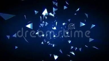 3D抽象蓝色多边形几何三角形的光形缩放.. 几何三角形形状运动图形背景图案