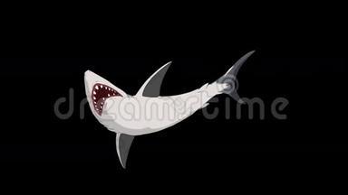 鲨鱼攻击。 阿尔法频道动画短片