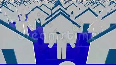 白色和蓝色的房子和人物图标