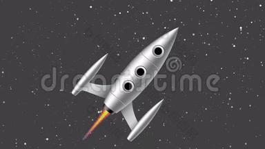 火箭飞向太空卡通动画作为战略商业的象征