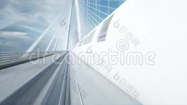 桥上<strong>未来</strong>派旅客列车的三维模型。 开得很快。 <strong>未来</strong>的概念。 现实的4k动画。