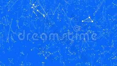 抽象简单的蓝色挥动三维网格或网格作为超现实景观。 蓝色几何振动环境或脉动数学