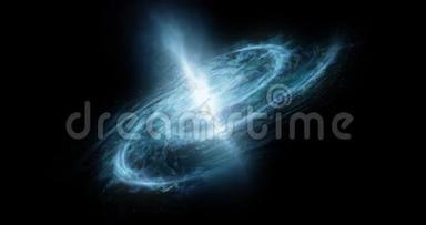 一个螺旋星系围绕着抽象空间背景恒星空间，恒星和行星的形成