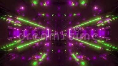 未来主义科幻空间机库与漂亮的发光灯3d插图现场壁纸运动背景俱乐部视觉vj
