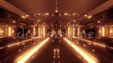 无尽的未来科幻科幻小说太空隧道走廊太空机库三维插图运动背景直播