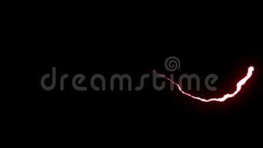 动画红色闪电飞在黑色背景无缝环动画新质量独特的自然光效果