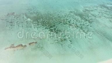 桑给巴尔。 在Nakupenda岛白雪公主沙岸的空沙滩。 一天只出现<strong>几个</strong>小时。 空中无人机