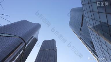北京城市建筑蓝天横屏低视角优质实拍