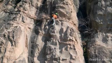 青年男人攀岩力量拍摄