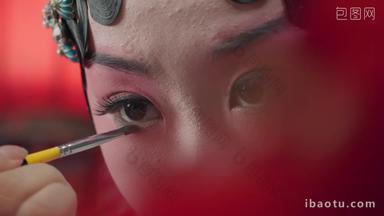 京剧女演员梳妆妆面娱乐活动传统实拍素材