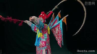 京剧演员表演旋转艺术文化和娱乐视频