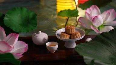 月饼中秋节自然健康食物视频素材
