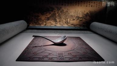 司南传统文化测量黑色背景实拍素材
