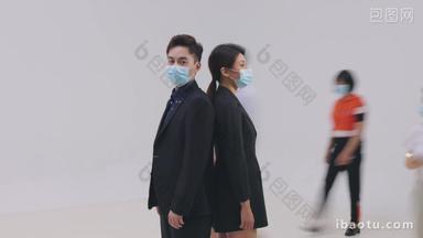 商务男女防护防污染口罩正装视频素材