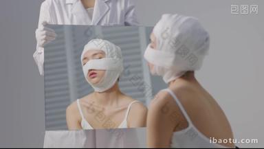 青年女人医疗美容美容师4K分辨率白色背景