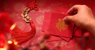 新年静物中国结横屏元素实拍素材