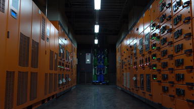 工厂电压室排列网络机柜视频素材