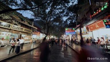 陕西省西安小吃街夜景装饰横屏清晰视频