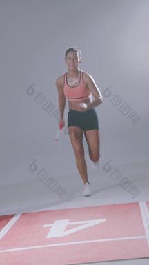 女运动员接力赛跑冲刺运动竞赛宣传素材