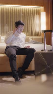 青年男人宾馆客房笔记本电脑财富拍摄