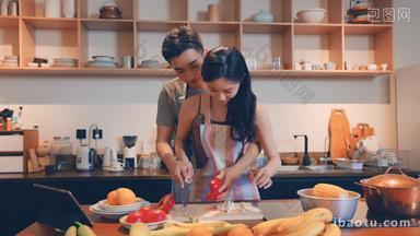 青年夫妇做饭家务劳动影视放松清晰视频