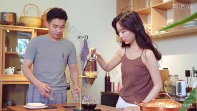 青年夫妇情侣咖啡壶影视浪漫高清视频