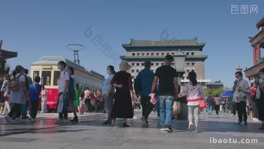 北京前门大街旅游水平构图实拍