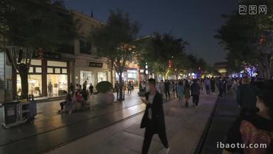 前门大街夜晚旅游目的地步行灯视频