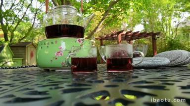 庭院中茶台透明度视频素材