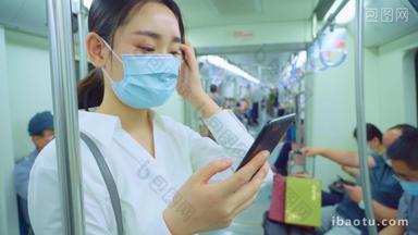 青年女人上班族防护北京防病毒口罩