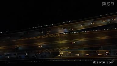 城市夜景交通车辆行驶航拍俯拍
