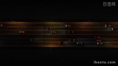 城市桥梁夜景交通航拍俯拍