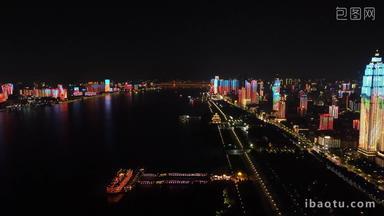 武汉城市夜景灯光秀航拍